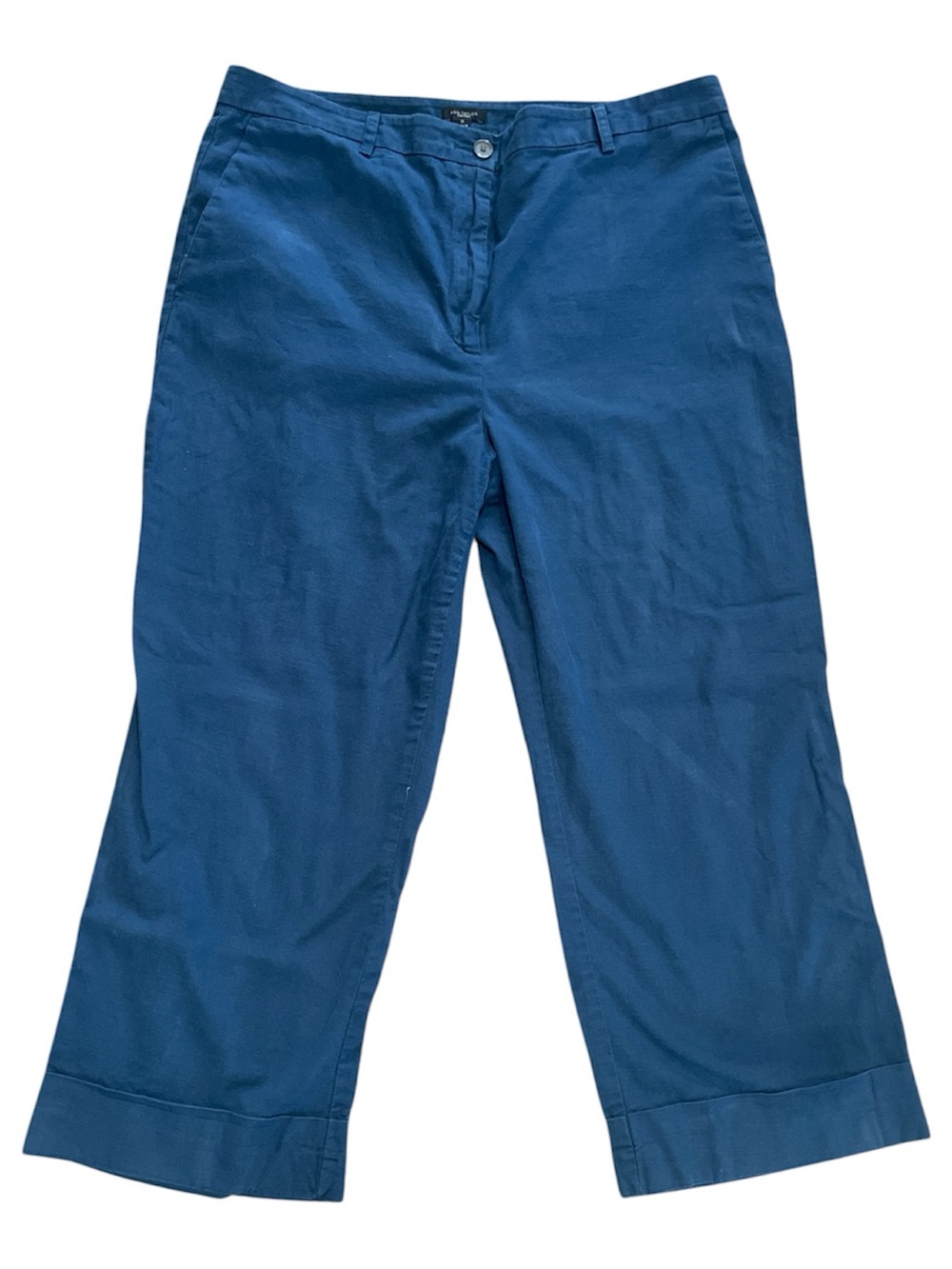Ann Taylor Factory Blue Cropped Pants Wide Leg Size 14 Lightweight Cotton